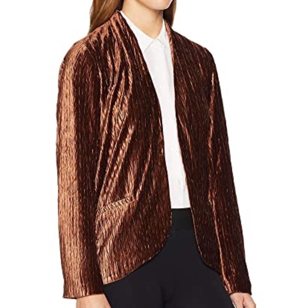 NWT Moon River Velvet Open Front Brown Jacket